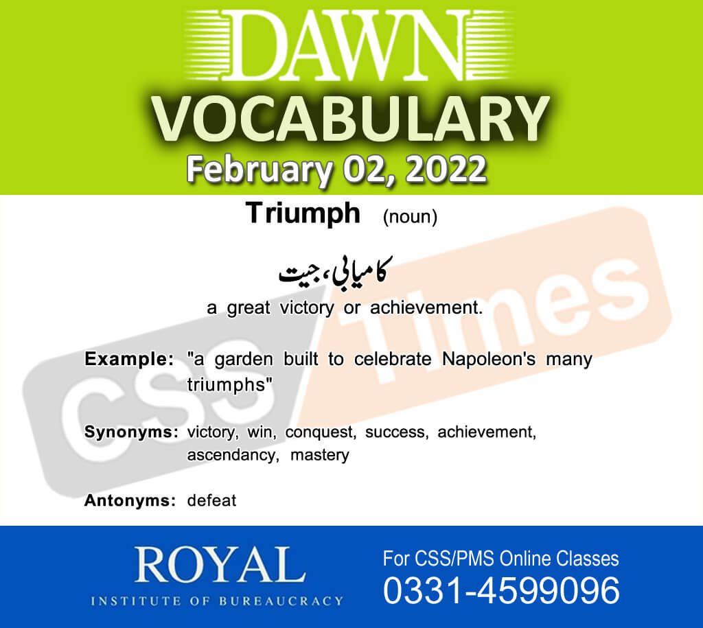 Daily DAWN News Vocabulary with Urdu Meaning (02 February 2022)