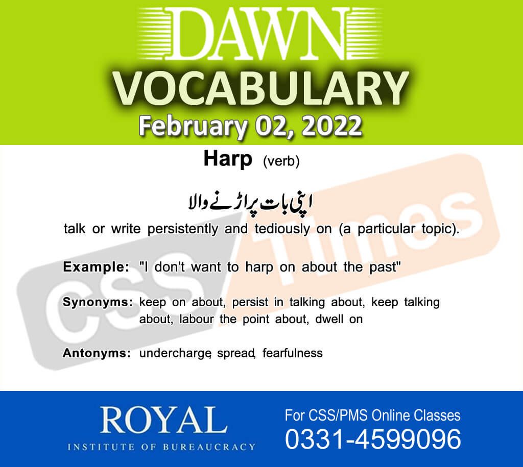 Daily DAWN News Vocabulary with Urdu Meaning (02 February 2022)