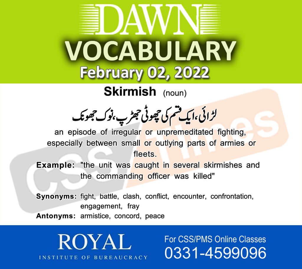 Daily DAWN News Vocabulary with Urdu Meaning (02 February 2022)