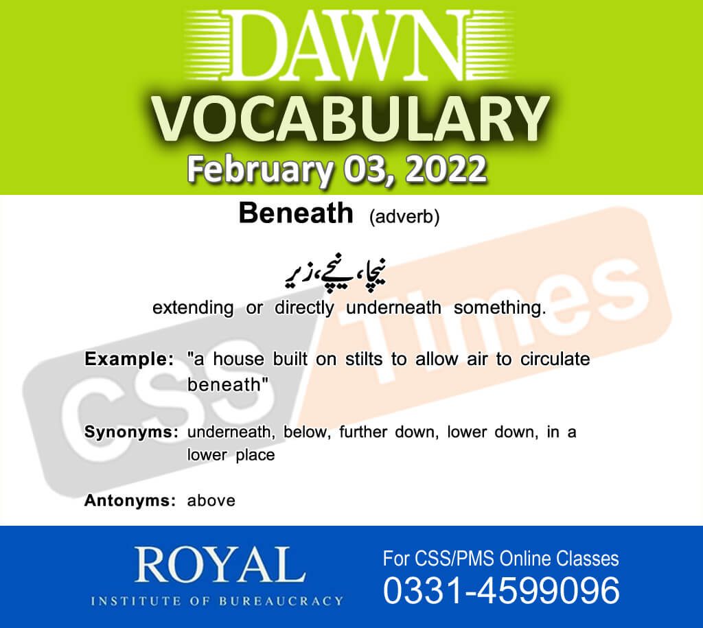 Daily DAWN News Vocabulary with Urdu Meaning (03 February 2022)