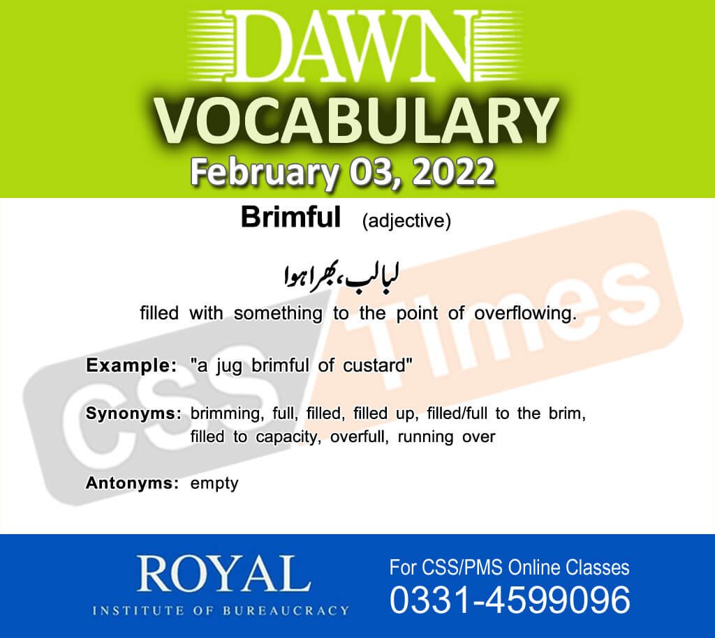 Daily DAWN News Vocabulary with Urdu Meaning (03 February 2022)