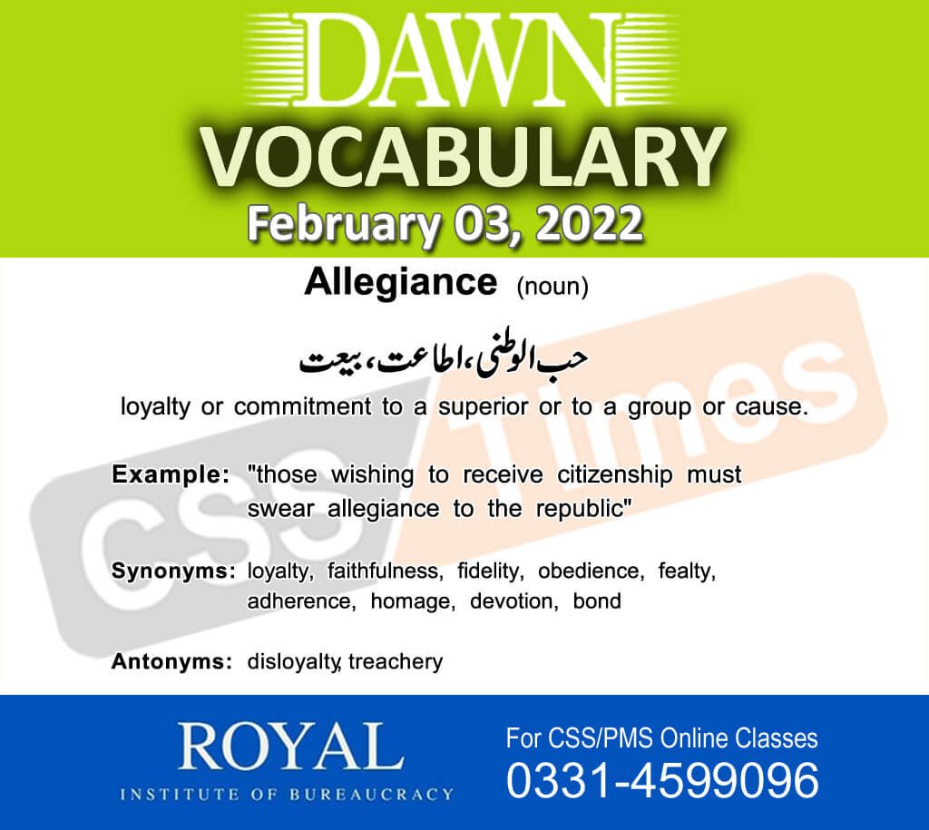 Daily DAWN News Vocabulary with Urdu Meaning (03 February 2022)