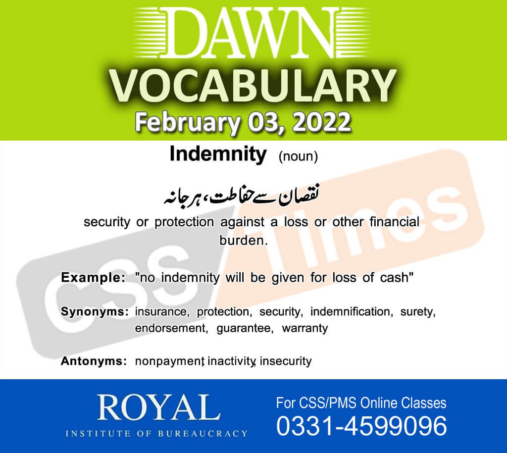 Daily DAWN News Vocabulary with Urdu Meaning (03 February 2022)