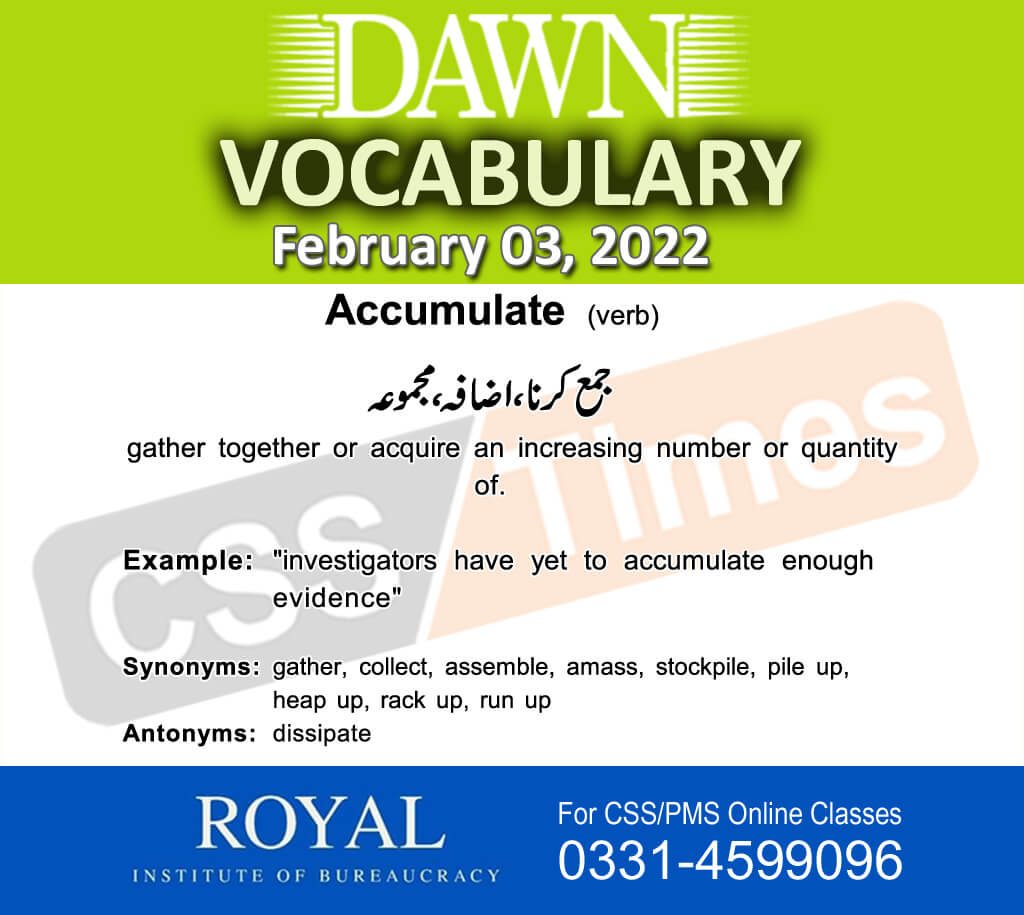 Daily DAWN News Vocabulary with Urdu Meaning (03 February 2022)