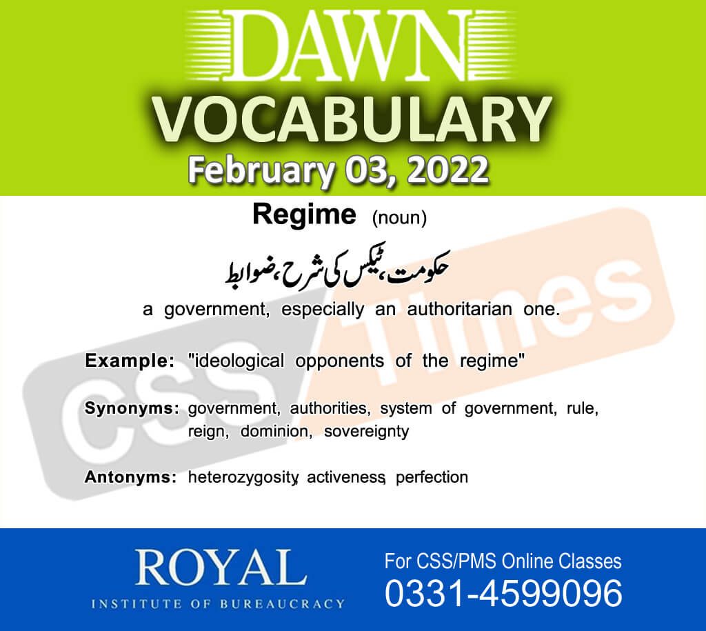 Daily DAWN News Vocabulary with Urdu Meaning (03 February 2022)