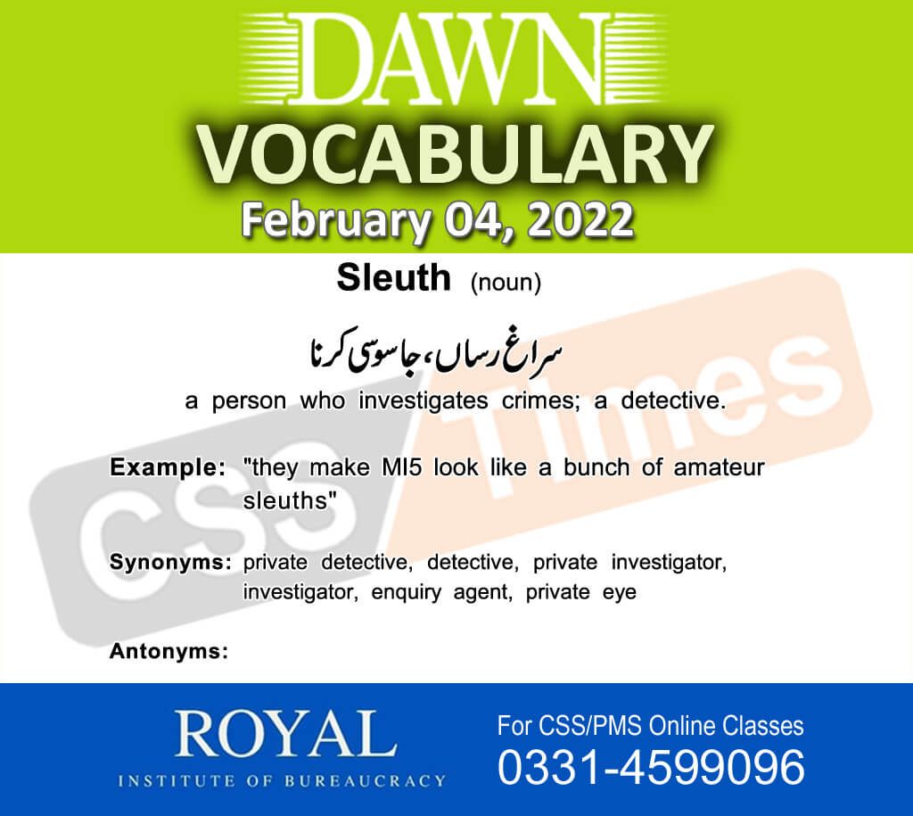 Daily DAWN News Vocabulary with Urdu Meaning (04 February 2022)