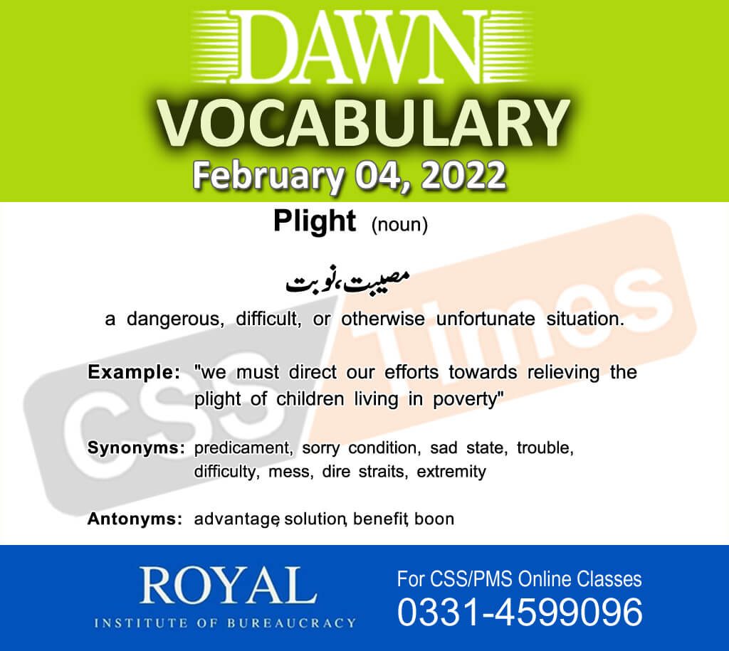 Daily DAWN News Vocabulary with Urdu Meaning (04 February 2022)