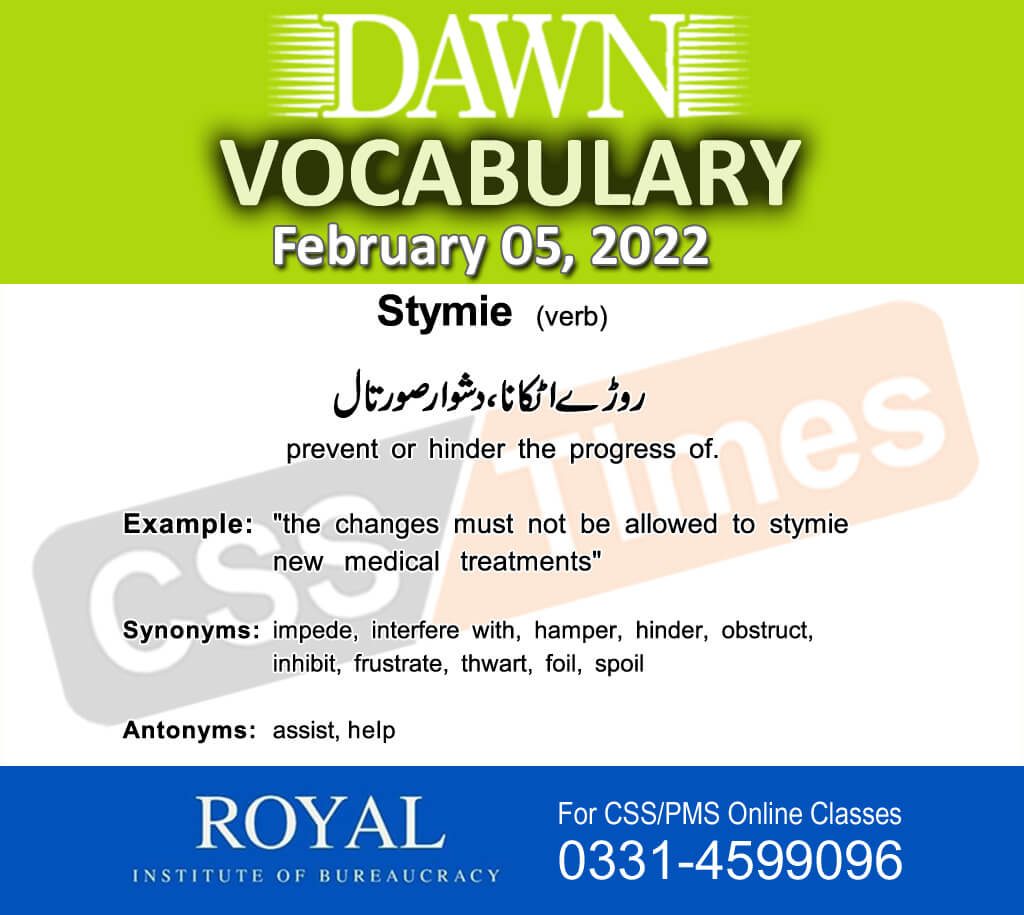 Daily DAWN News Vocabulary with Urdu Meaning (05 February 2022)