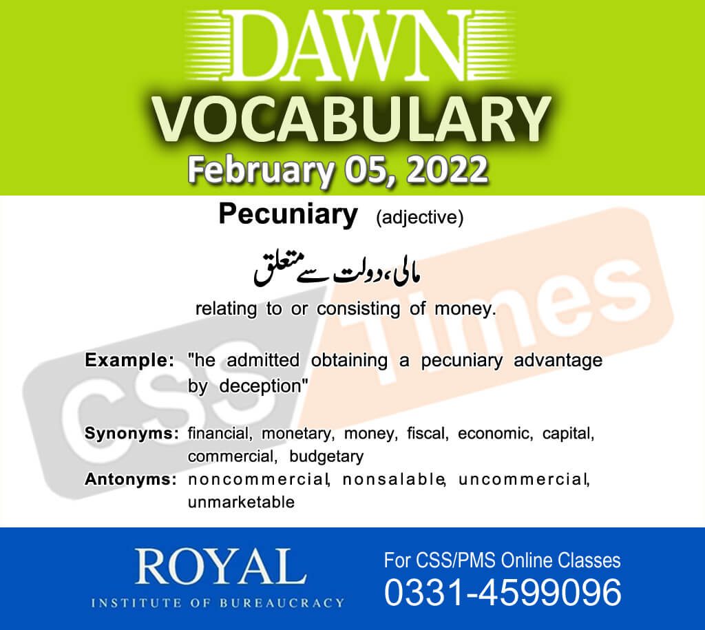 Daily DAWN News Vocabulary with Urdu Meaning (05 February 2022)