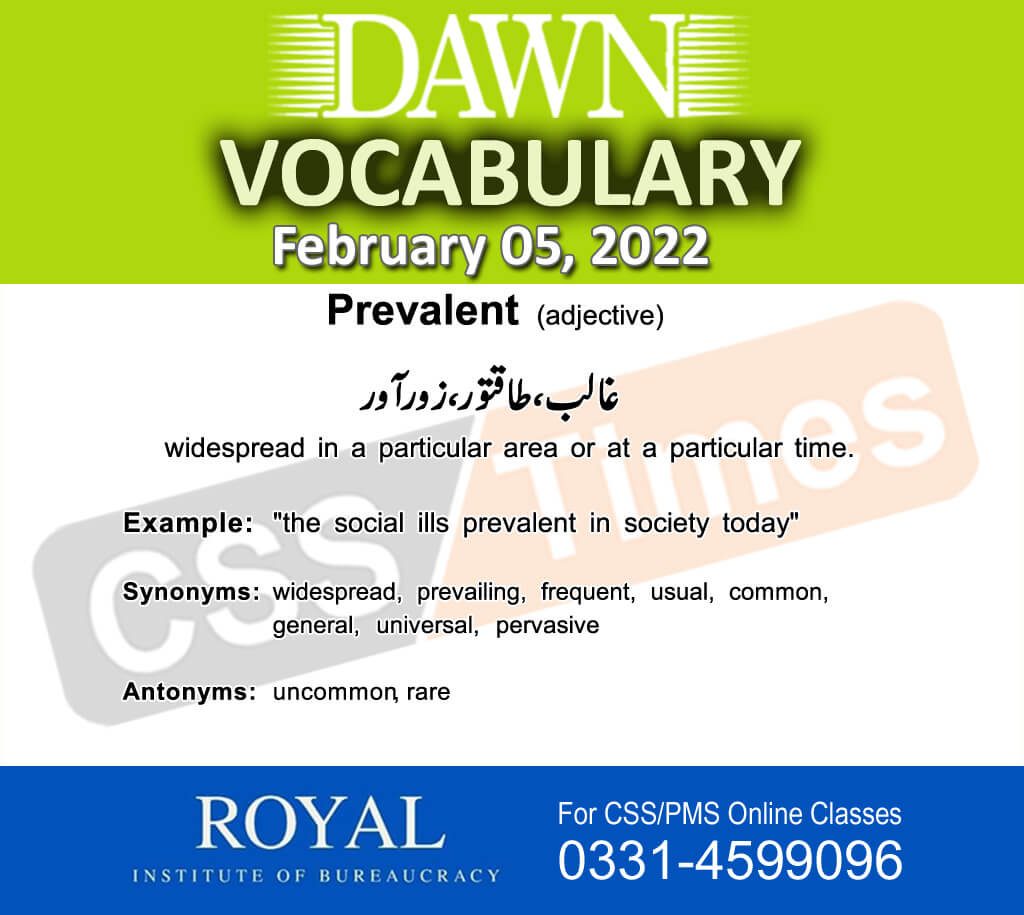 Daily DAWN News Vocabulary with Urdu Meaning (05 February 2022)