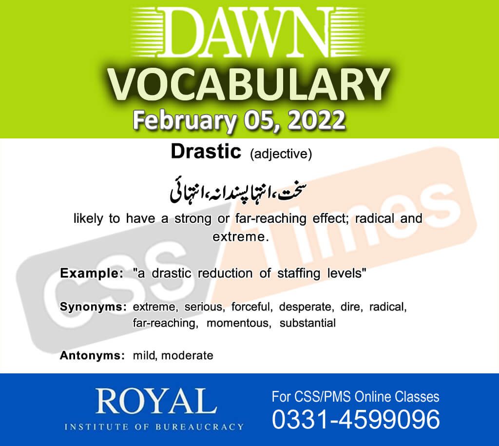 Daily DAWN News Vocabulary with Urdu Meaning (05 February 2022)