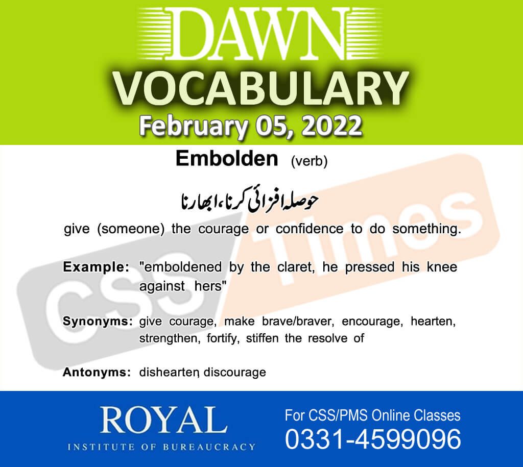 Daily DAWN News Vocabulary with Urdu Meaning (05 February 2022)