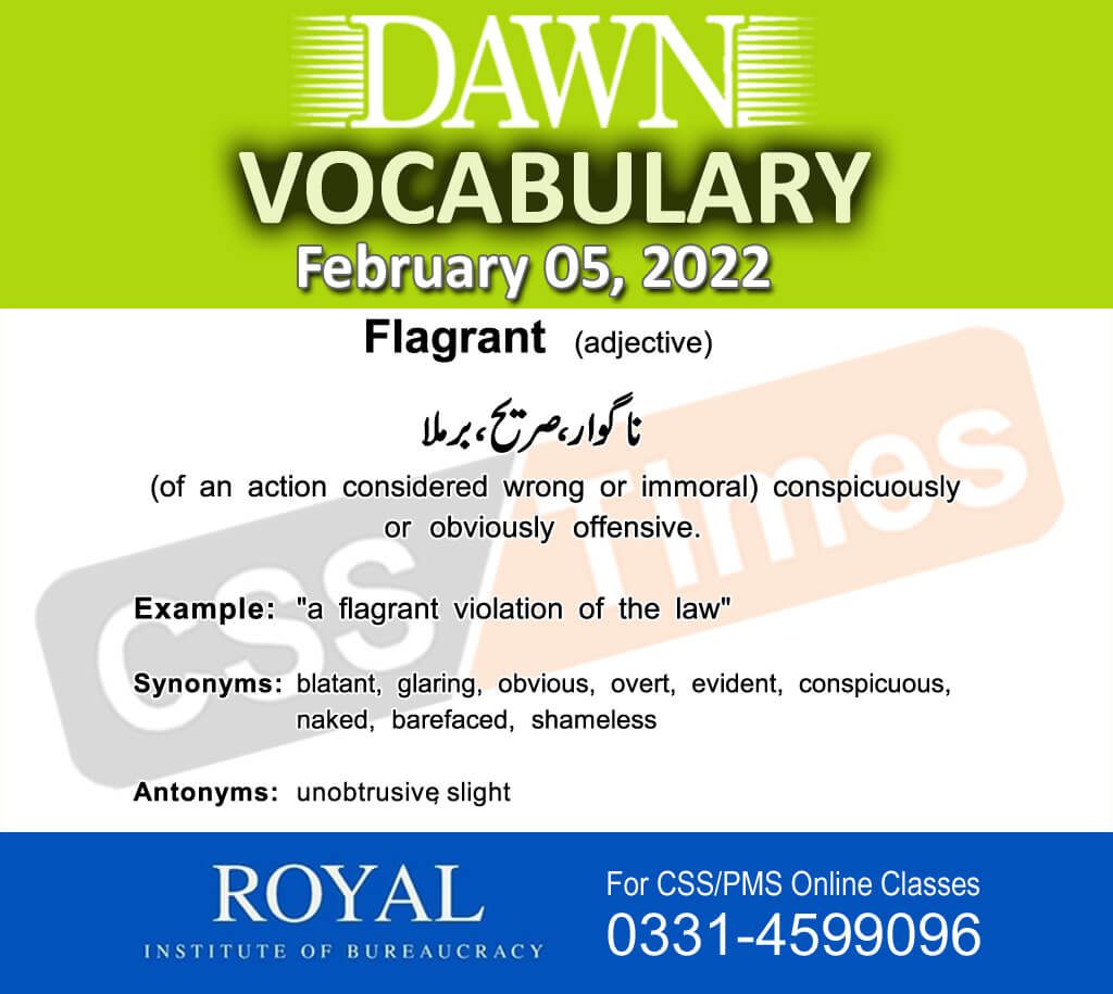 Daily DAWN News Vocabulary with Urdu Meaning (05 February 2022)