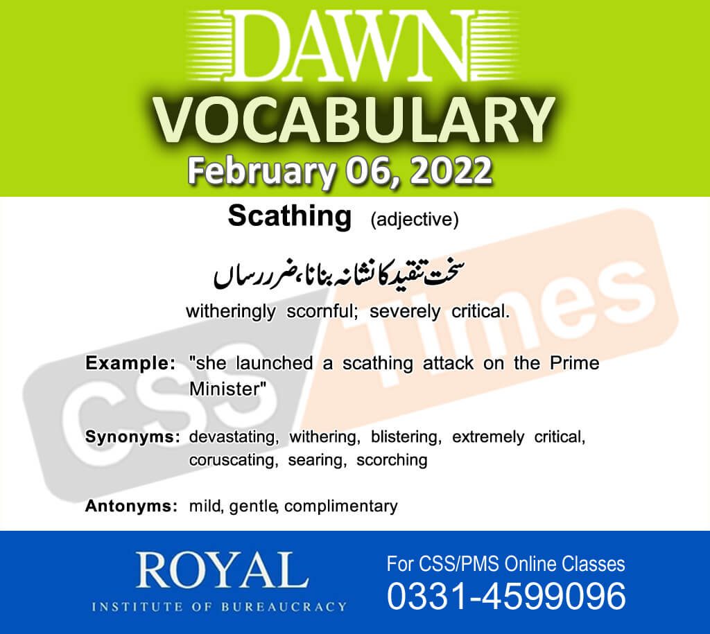 Daily DAWN News Vocabulary with Urdu Meaning (06 February 2022)