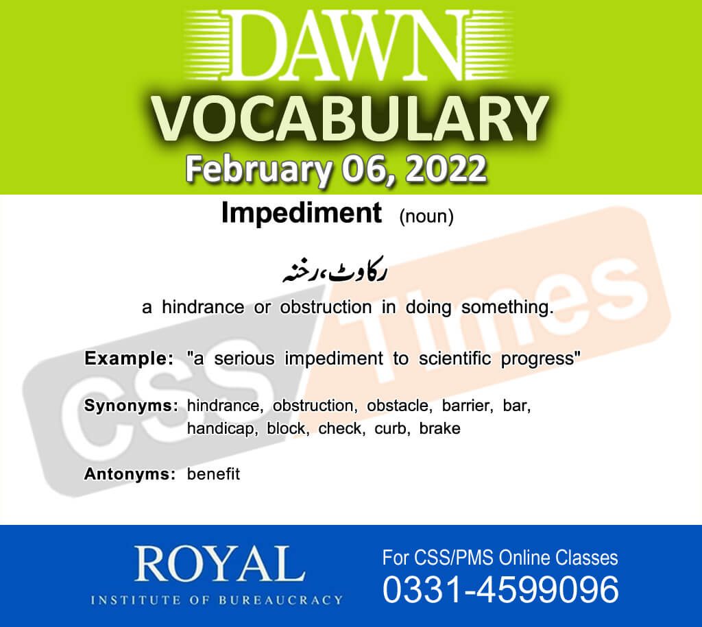 Daily DAWN News Vocabulary with Urdu Meaning (06 February 2022)