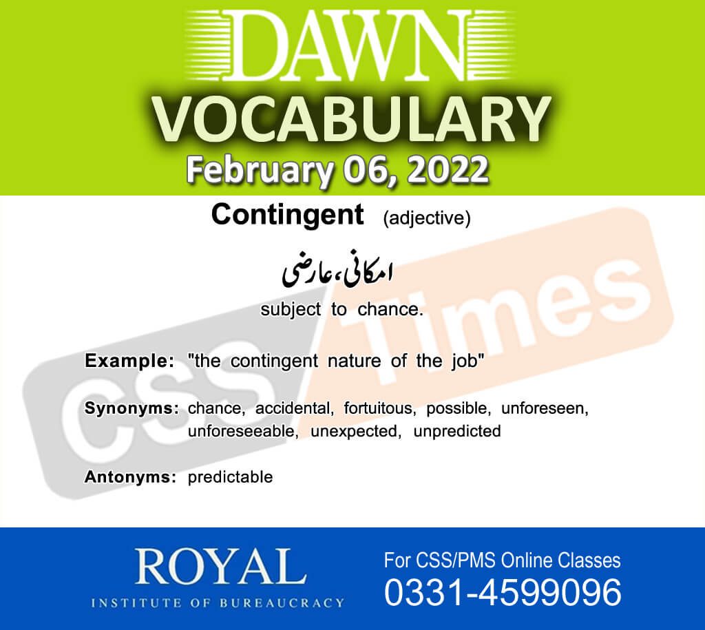 Daily DAWN News Vocabulary with Urdu Meaning (06 February 2022)