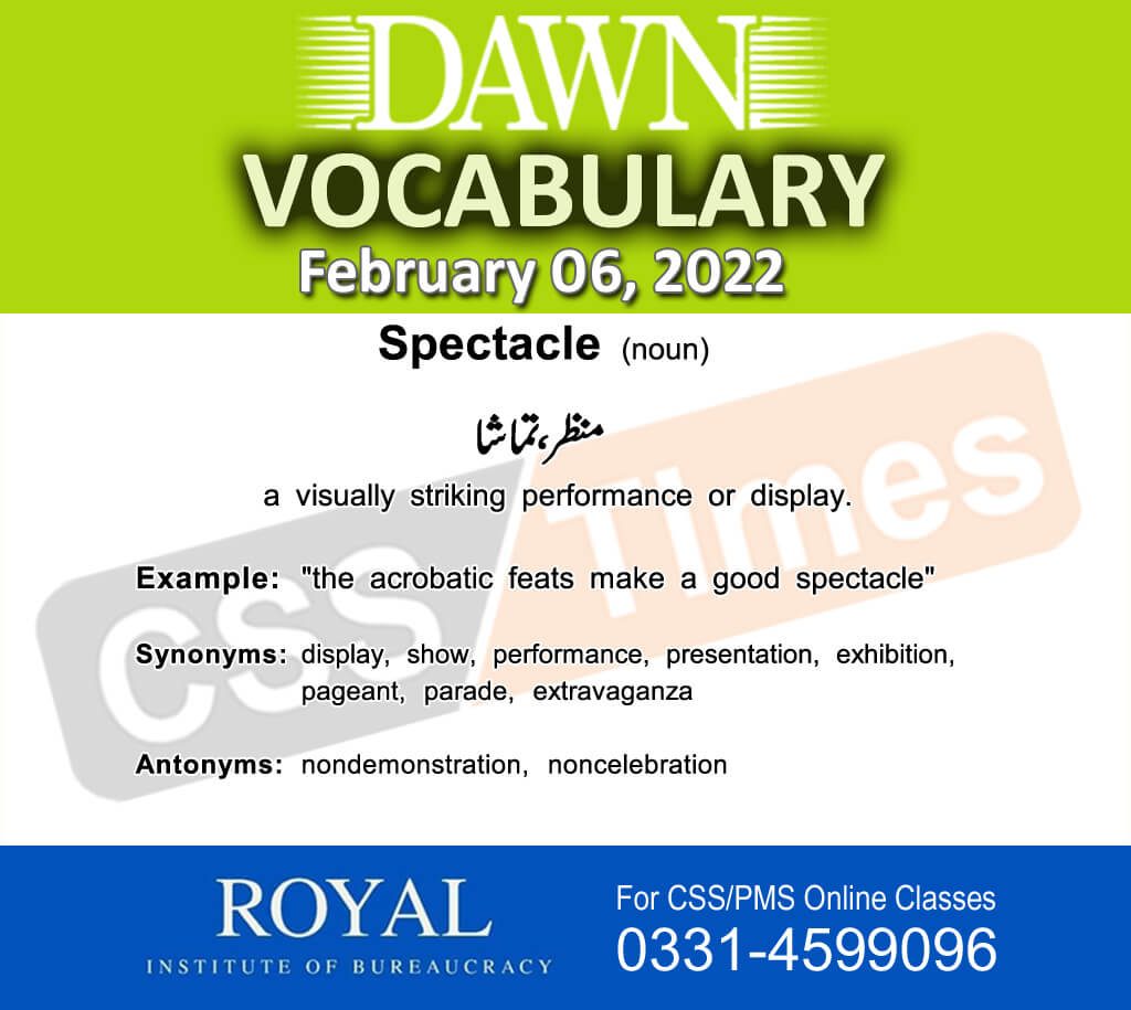 Daily DAWN News Vocabulary with Urdu Meaning (06 February 2022)