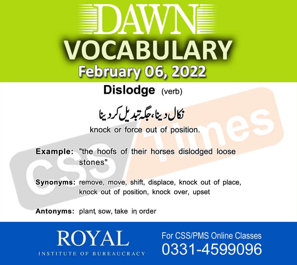 Daily DAWN News Vocabulary with Urdu Meaning (06 February 2022)