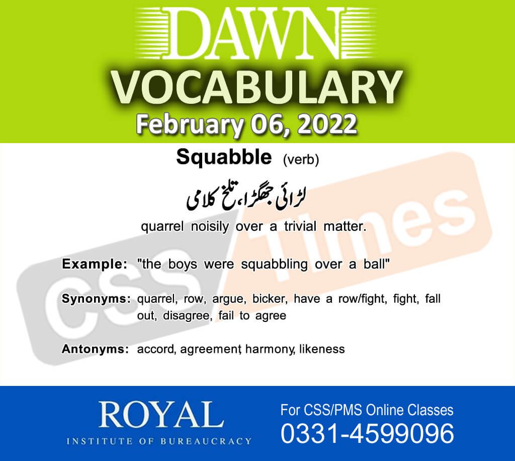 Daily DAWN News Vocabulary with Urdu Meaning (06 February 2022)