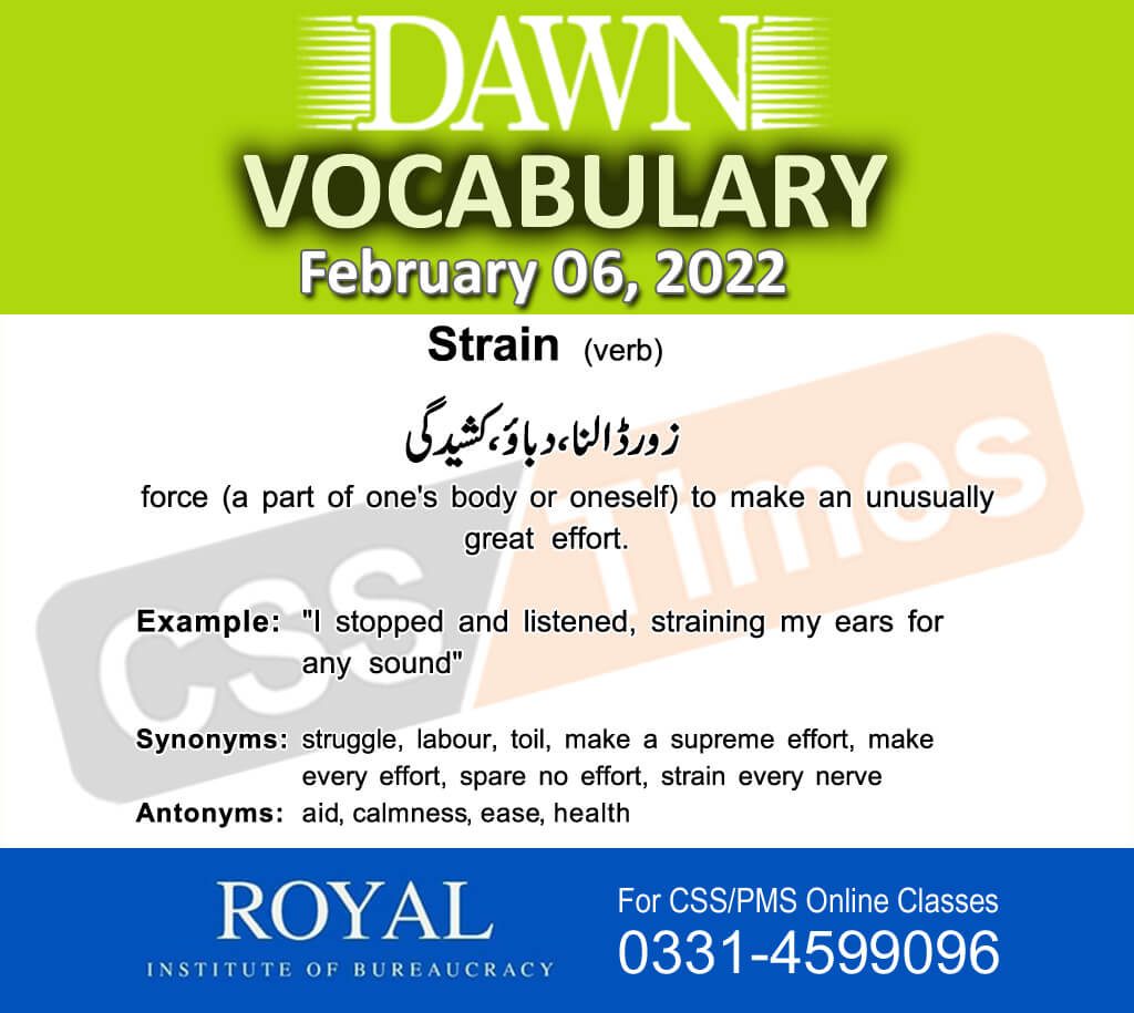 Daily DAWN News Vocabulary with Urdu Meaning (06 February 2022)
