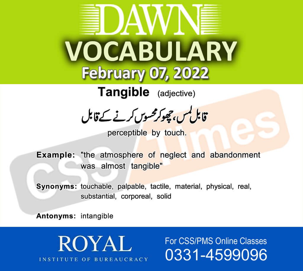 Daily DAWN News Vocabulary with Urdu Meaning (07 February 2022)