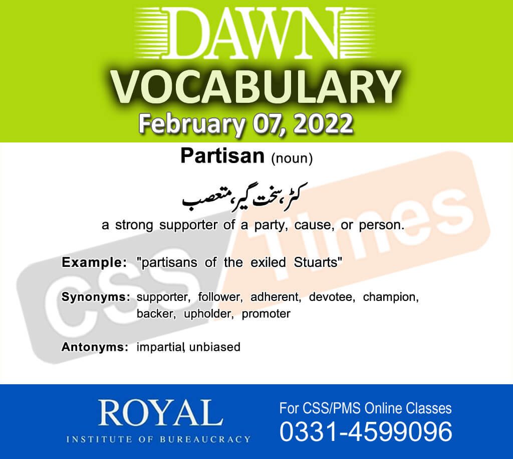 Daily DAWN News Vocabulary with Urdu Meaning (07 February 2022)