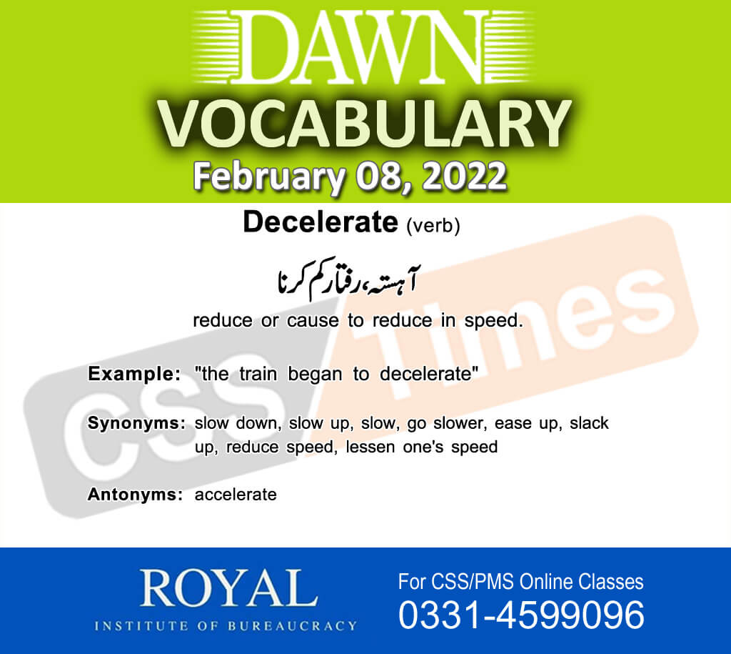 Daily DAWN News Vocabulary with Urdu Meaning (08 February 2022)