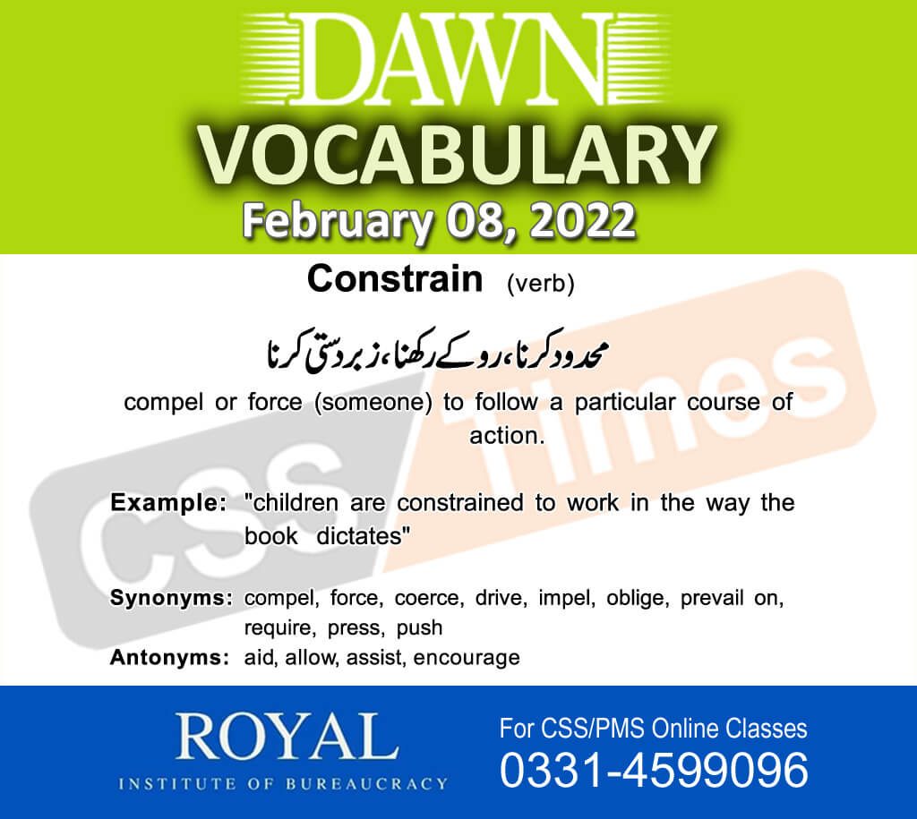 Daily DAWN News Vocabulary with Urdu Meaning (08 February 2022)