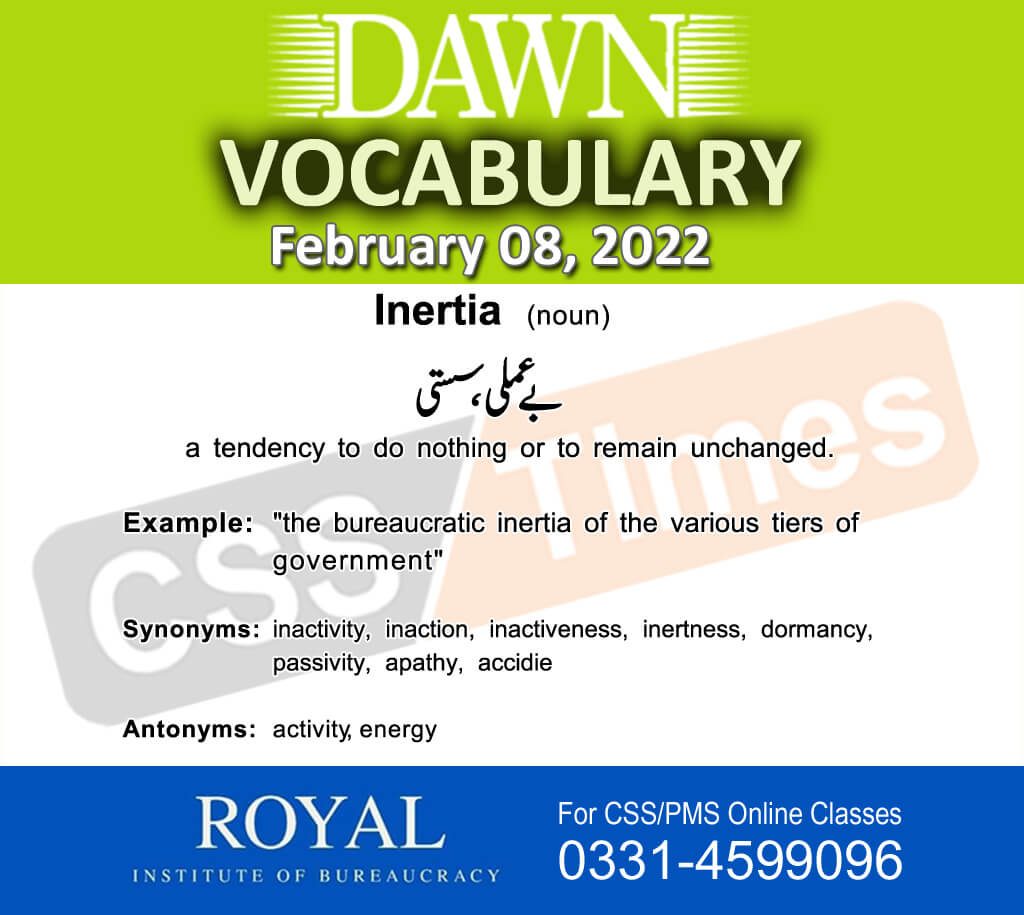 Daily DAWN News Vocabulary with Urdu Meaning (08 February 2022)