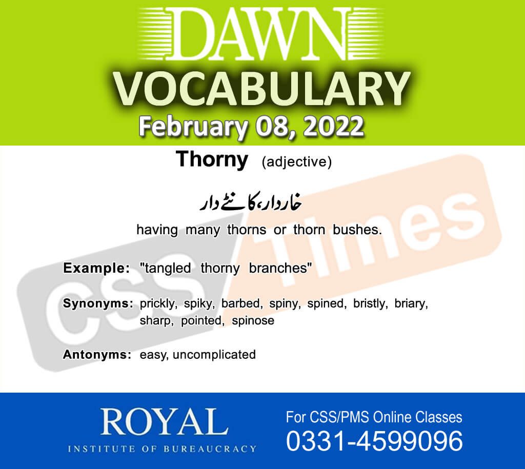 Daily DAWN News Vocabulary with Urdu Meaning (08 February 2022)