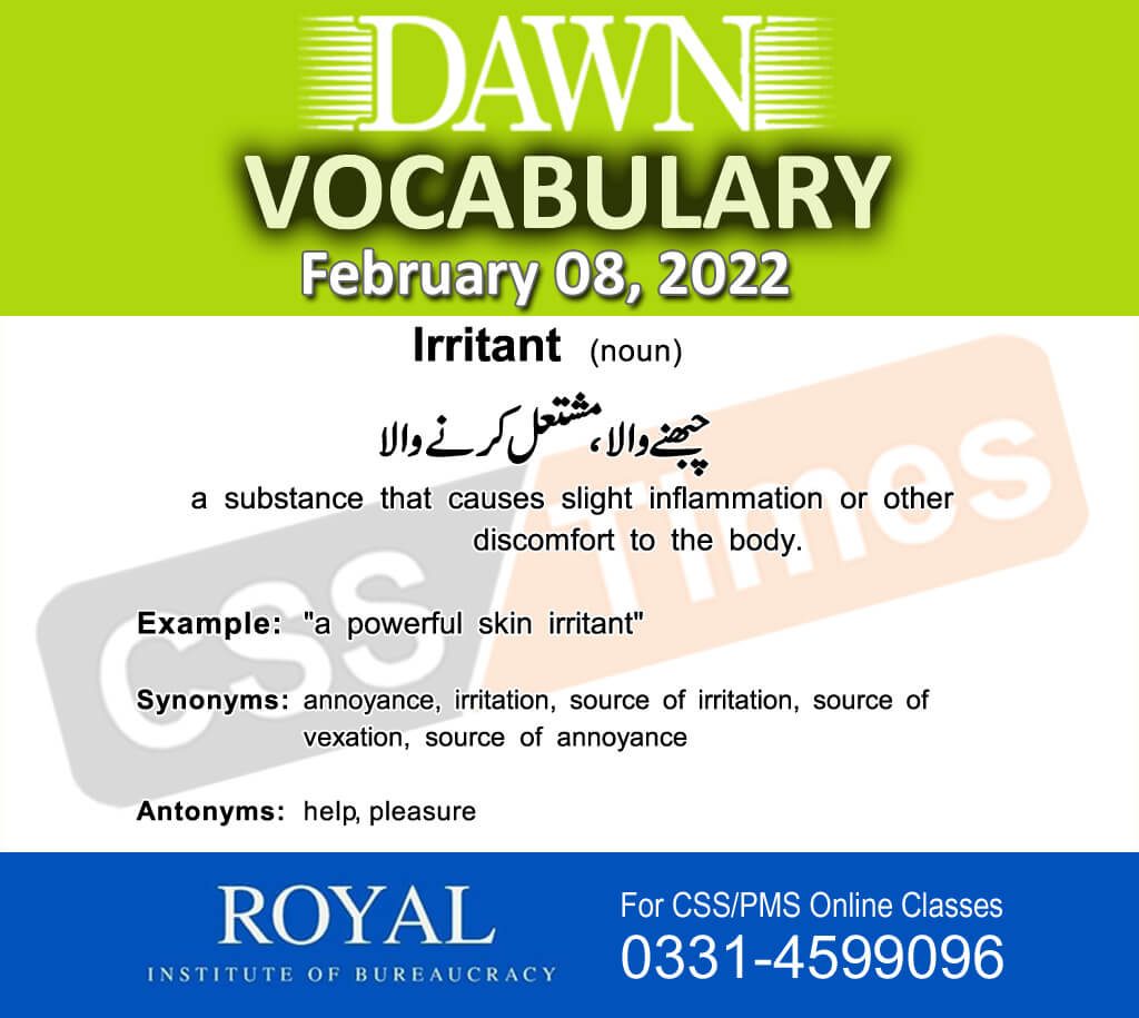 Daily DAWN News Vocabulary with Urdu Meaning (08 February 2022)