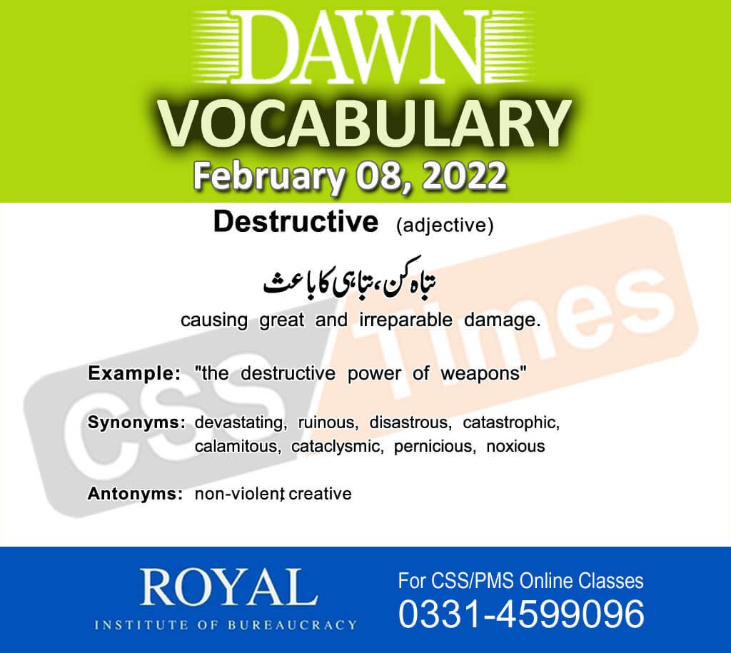 Daily DAWN News Vocabulary with Urdu Meaning (08 February 2022)