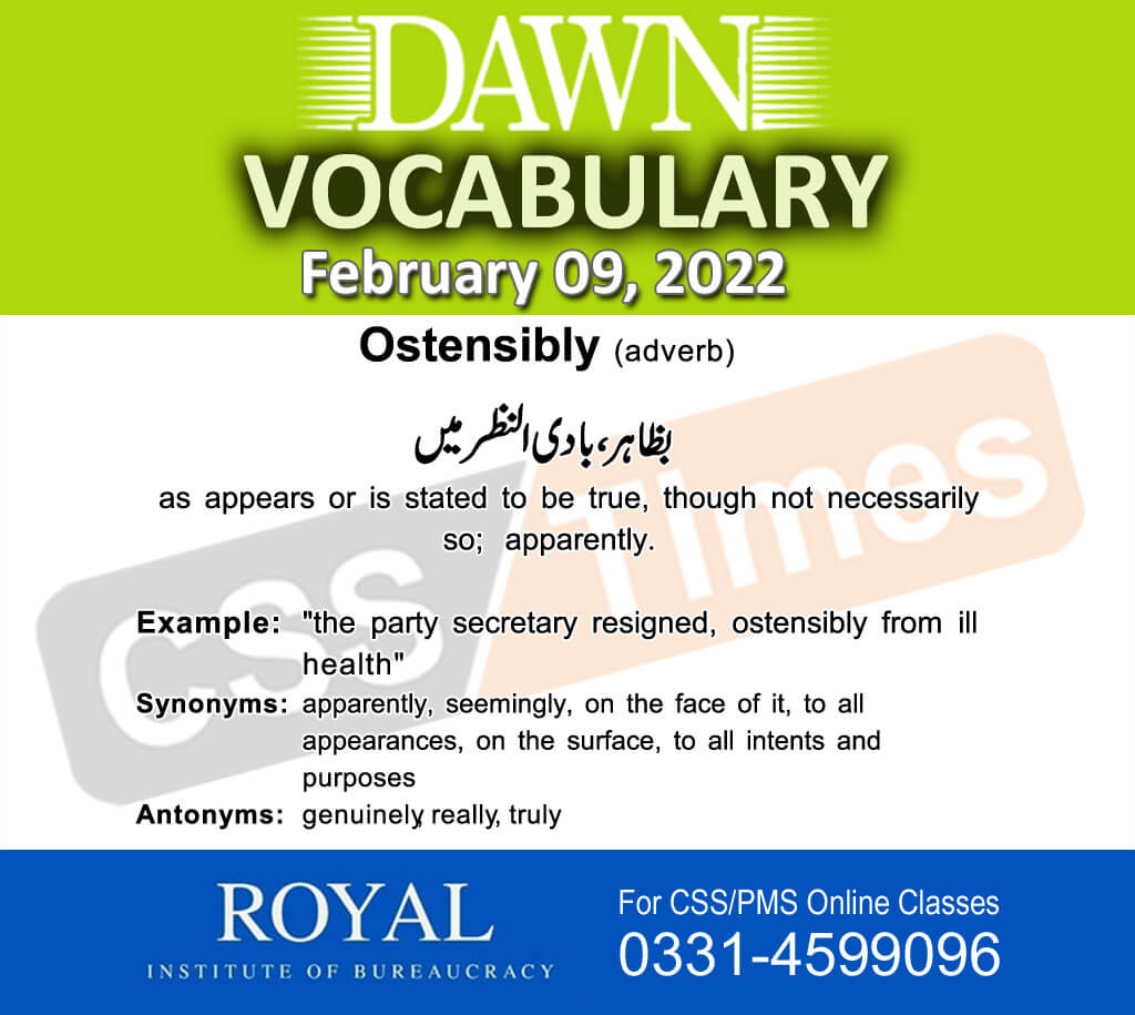 Daily DAWN News Vocabulary with Urdu Meaning (09 February 2022)