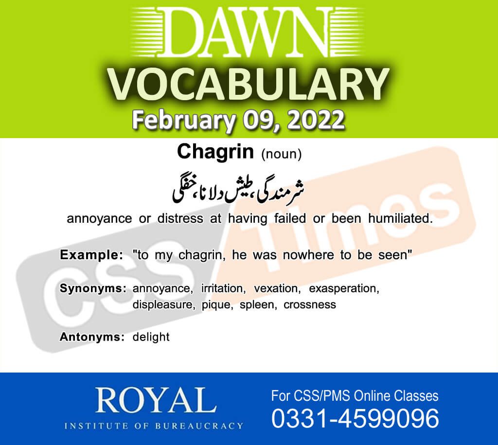 Daily DAWN News Vocabulary with Urdu Meaning (09 February 2022)