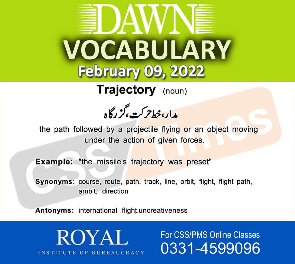 Daily DAWN News Vocabulary with Urdu Meaning (09 February 2022)