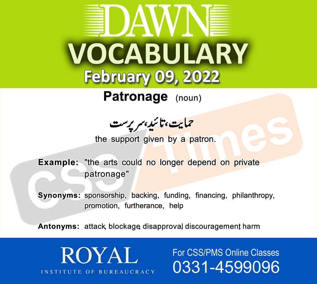 Daily DAWN News Vocabulary with Urdu Meaning (09 February 2022)