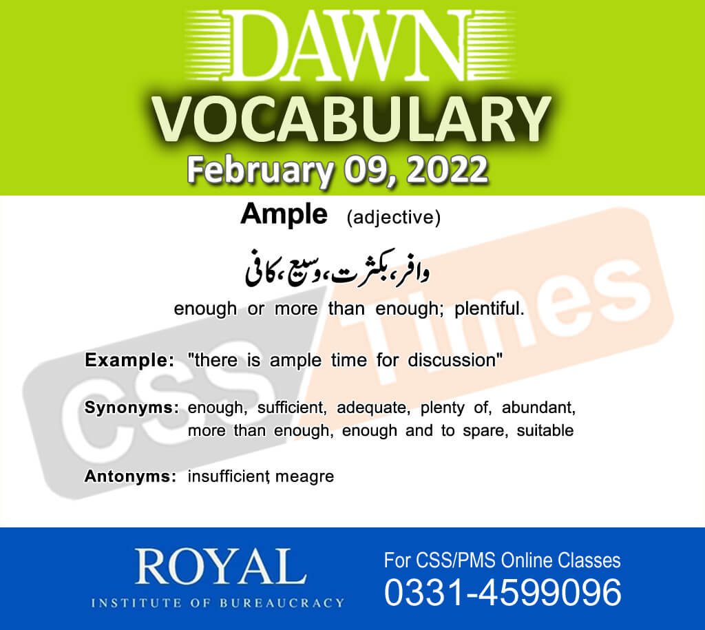 Daily DAWN News Vocabulary with Urdu Meaning (09 February 2022)