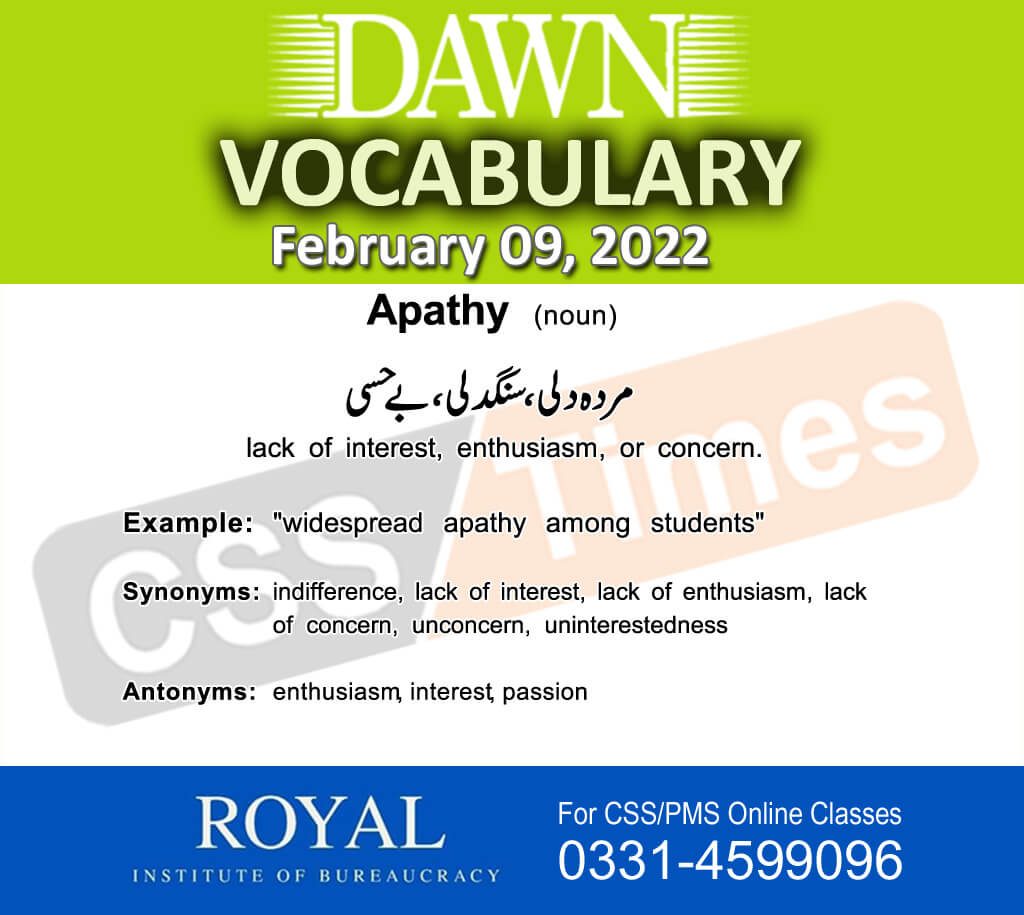 Daily DAWN News Vocabulary with Urdu Meaning (09 February 2022)