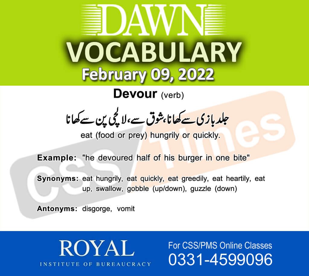 Daily DAWN News Vocabulary with Urdu Meaning (09 February 2022)