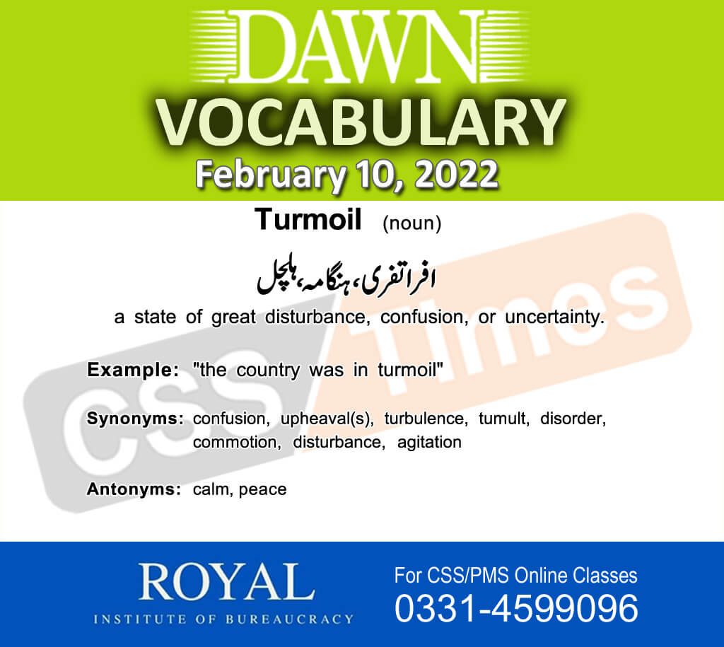 Daily DAWN News Vocabulary with Urdu Meaning (10 February 2022)