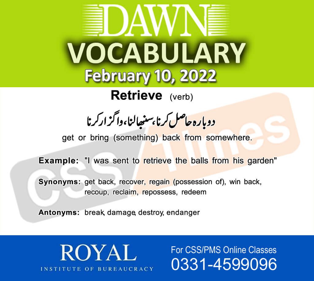 Daily DAWN News Vocabulary with Urdu Meaning (10 February 2022)