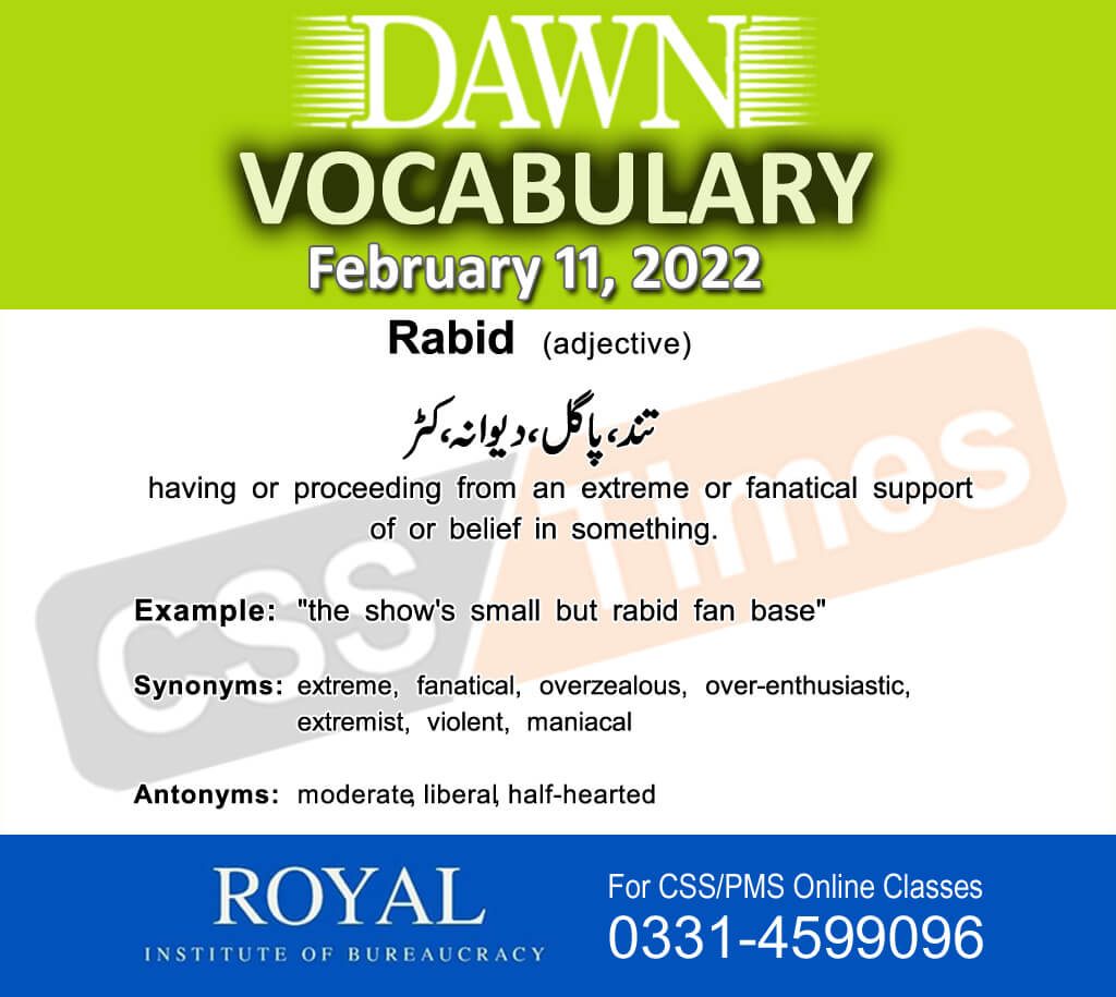 Daily DAWN News Vocabulary with Urdu Meaning (11 February 2022)