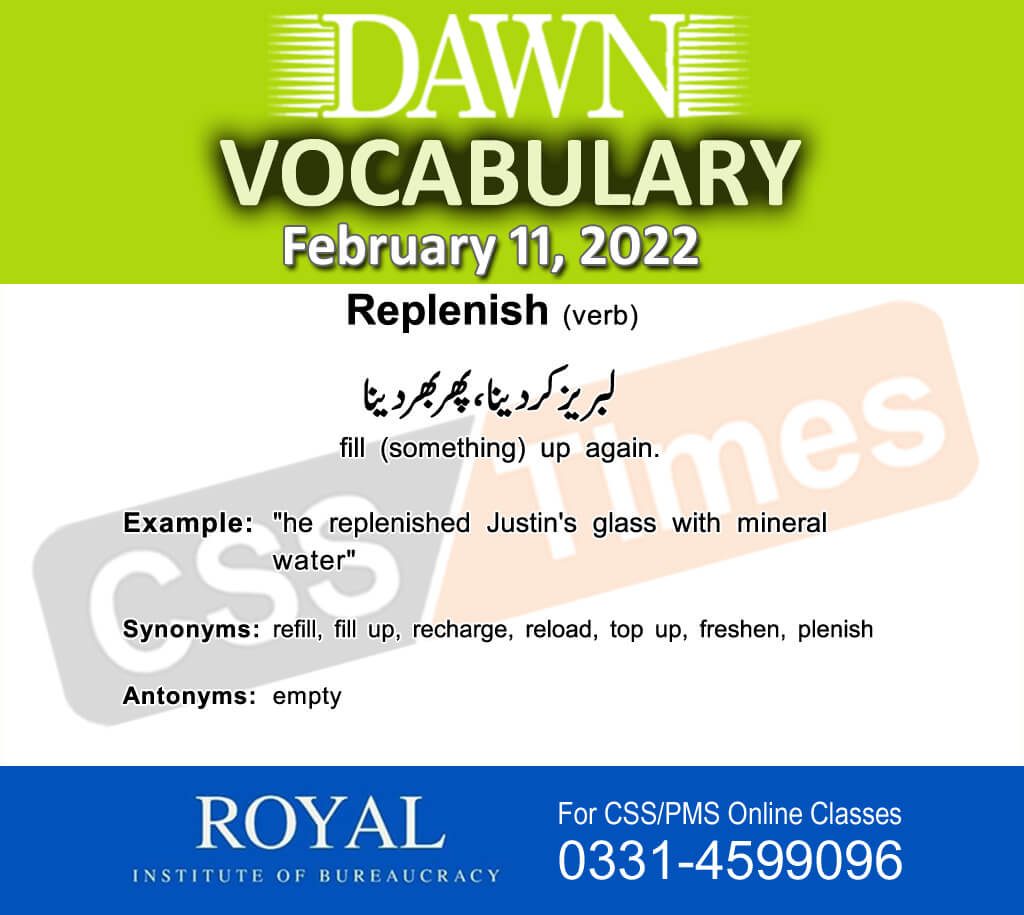 Daily DAWN News Vocabulary with Urdu Meaning (11 February 2022)