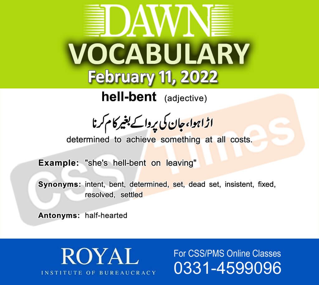 Daily DAWN News Vocabulary with Urdu Meaning (11 February 2022)