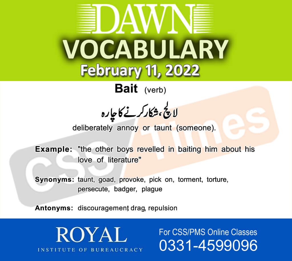 Daily DAWN News Vocabulary with Urdu Meaning (11 February 2022)