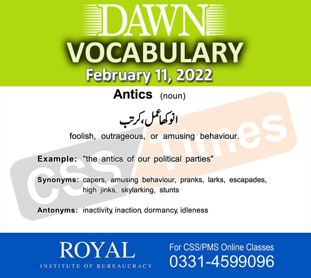 Daily DAWN News Vocabulary with Urdu Meaning (11 February 2022)