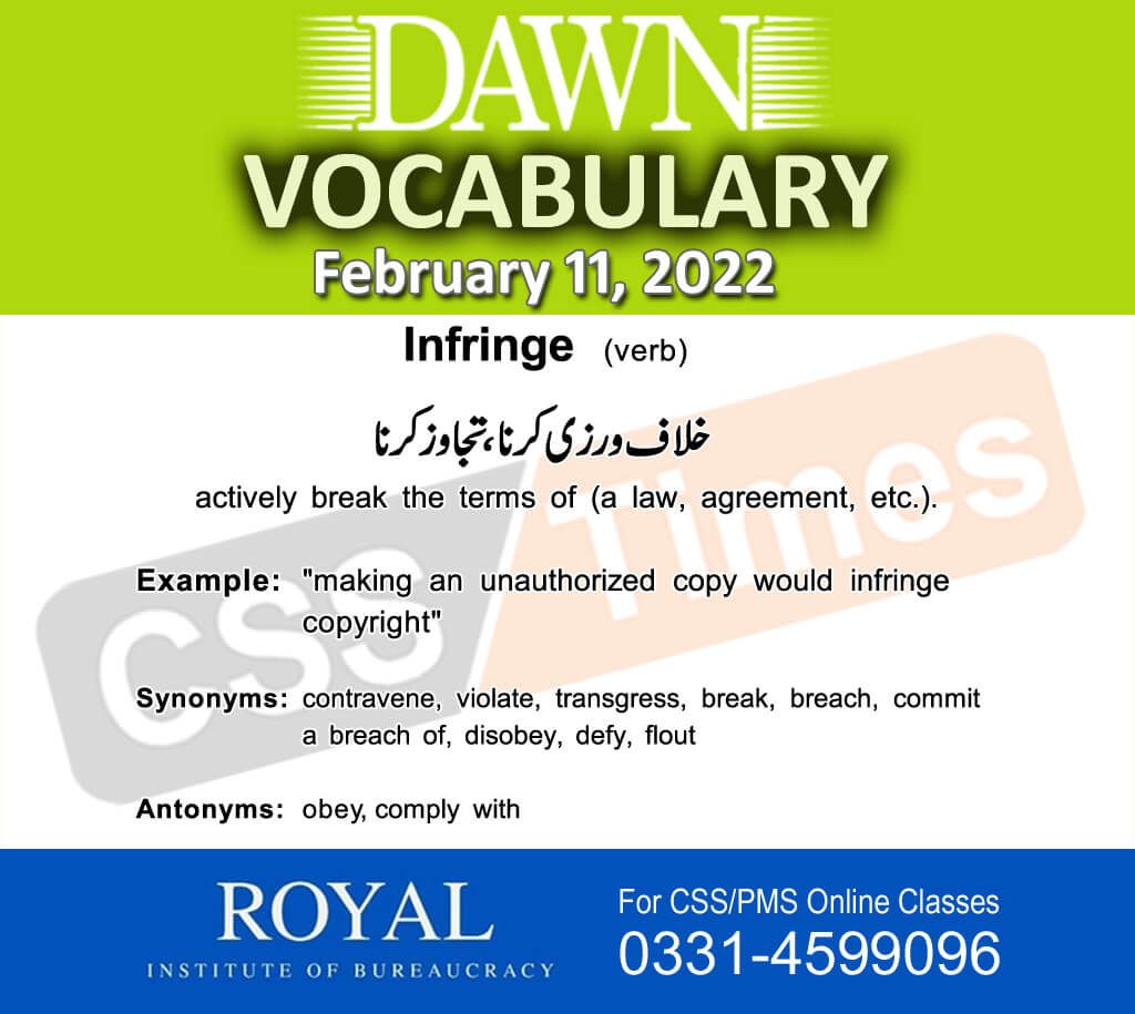 Daily DAWN News Vocabulary with Urdu Meaning (11 February 2022)