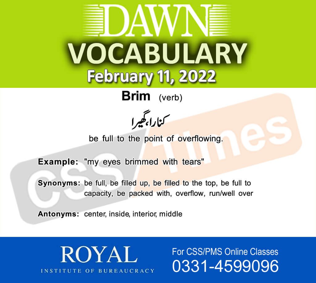 Daily DAWN News Vocabulary with Urdu Meaning (11 February 2022)