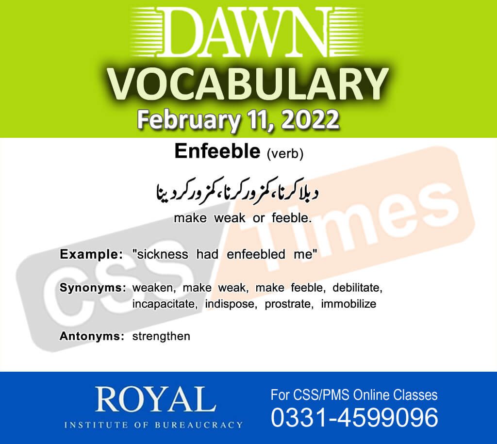 Daily DAWN News Vocabulary with Urdu Meaning (11 February 2022)