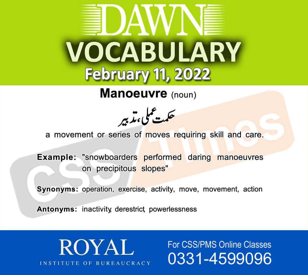 Daily DAWN News Vocabulary with Urdu Meaning (11 February 2022)